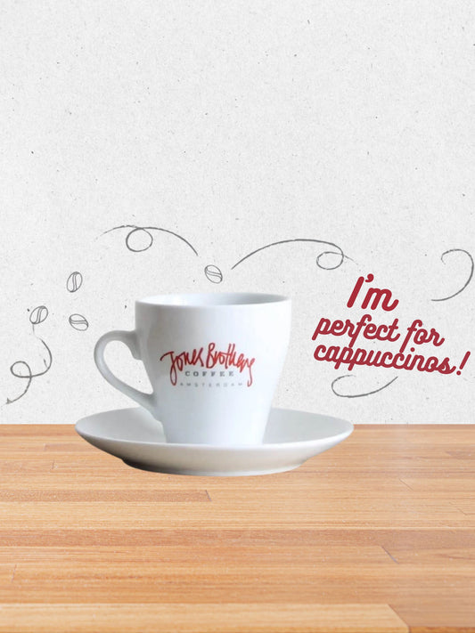 Keramische cappuccinokop & schotel